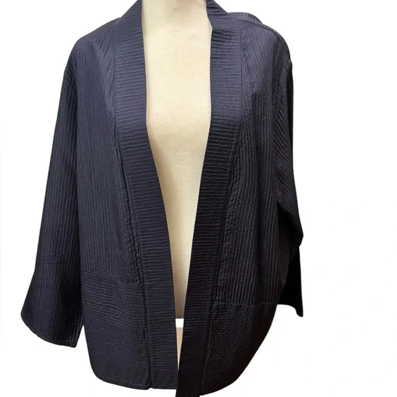 Eileen Fisher Navy Blue Open front Silk Jacket. Size 2X. EUC